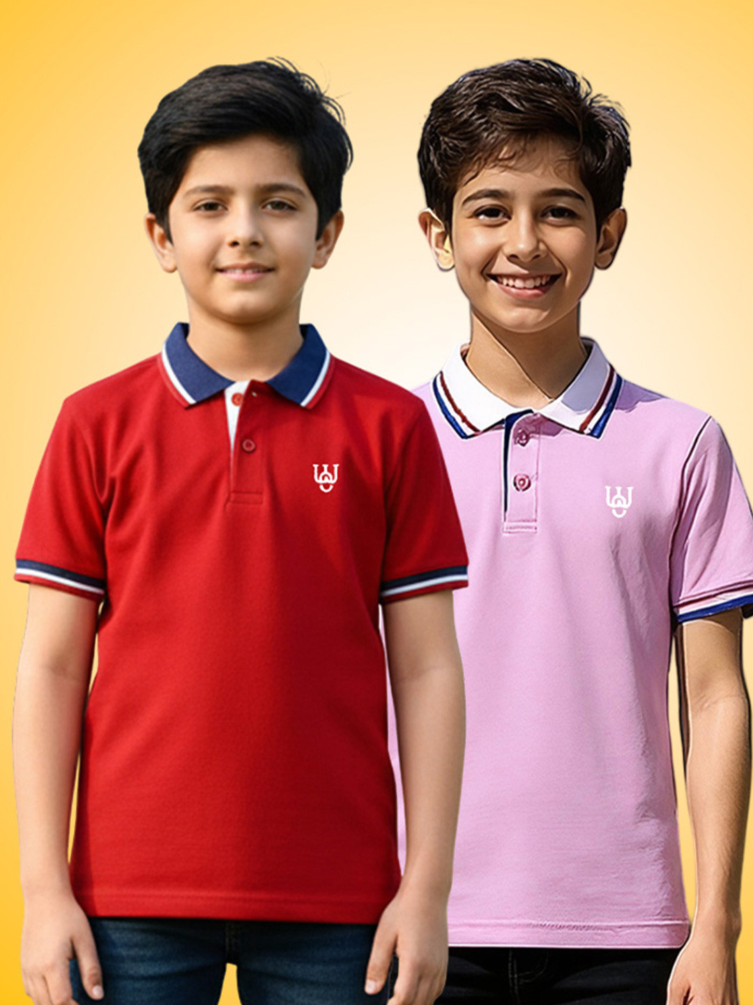 Wear Your Opinion Boys Polo Collar Pack of 2 Cotton T-Shirts