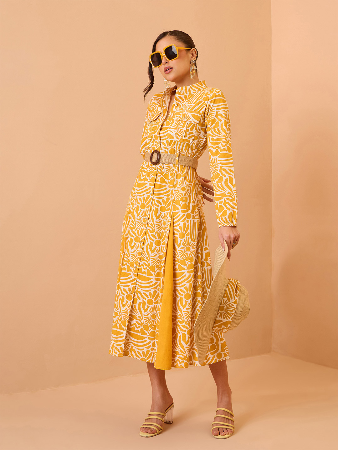 Pink Paprika by SASSAFRAS Floral Print Fit & Flare Midi Dress
