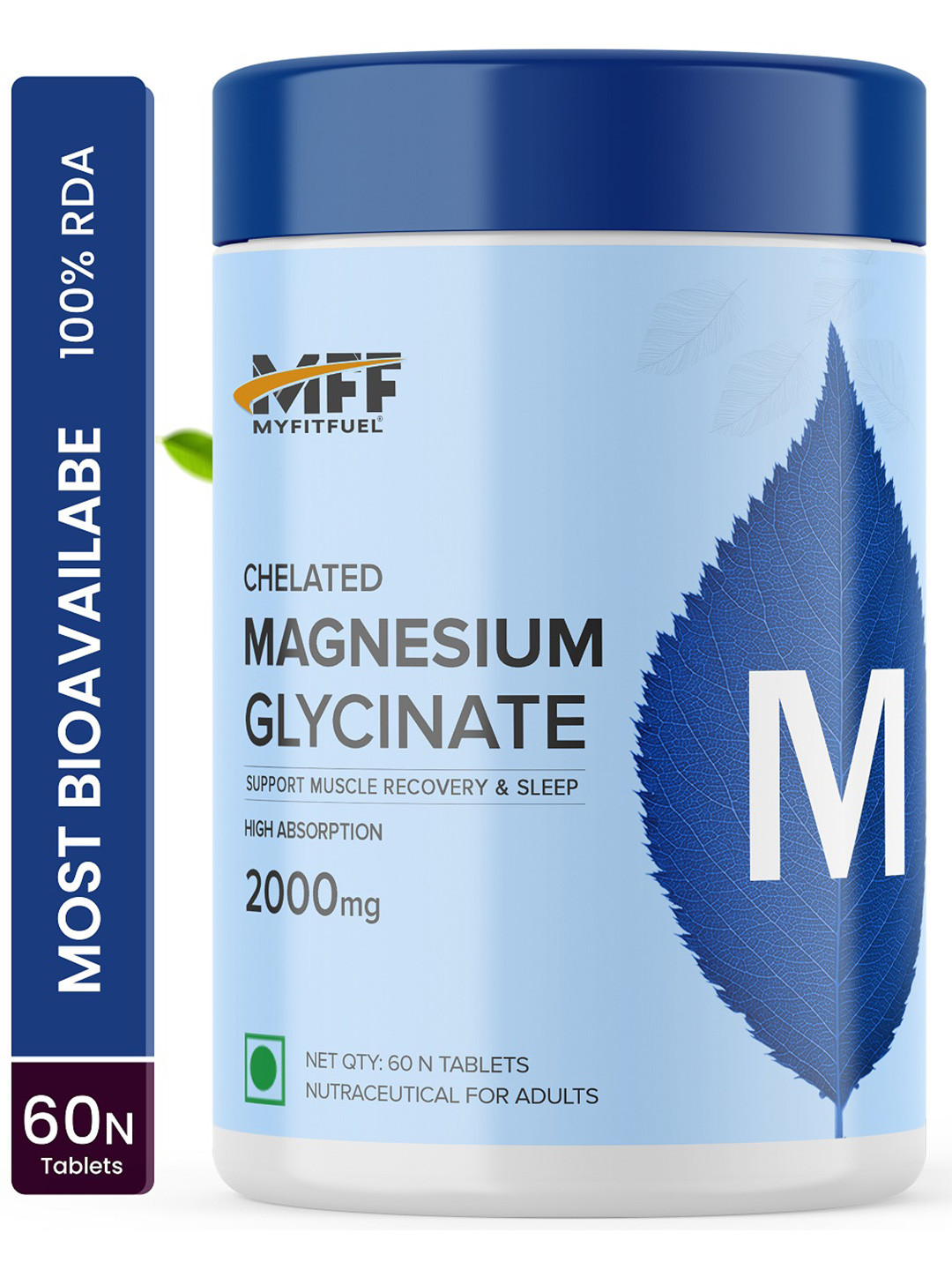 MyFitFuel Chelated Magnesium Glycinate 2000mg +Zinc - 60 Tablets