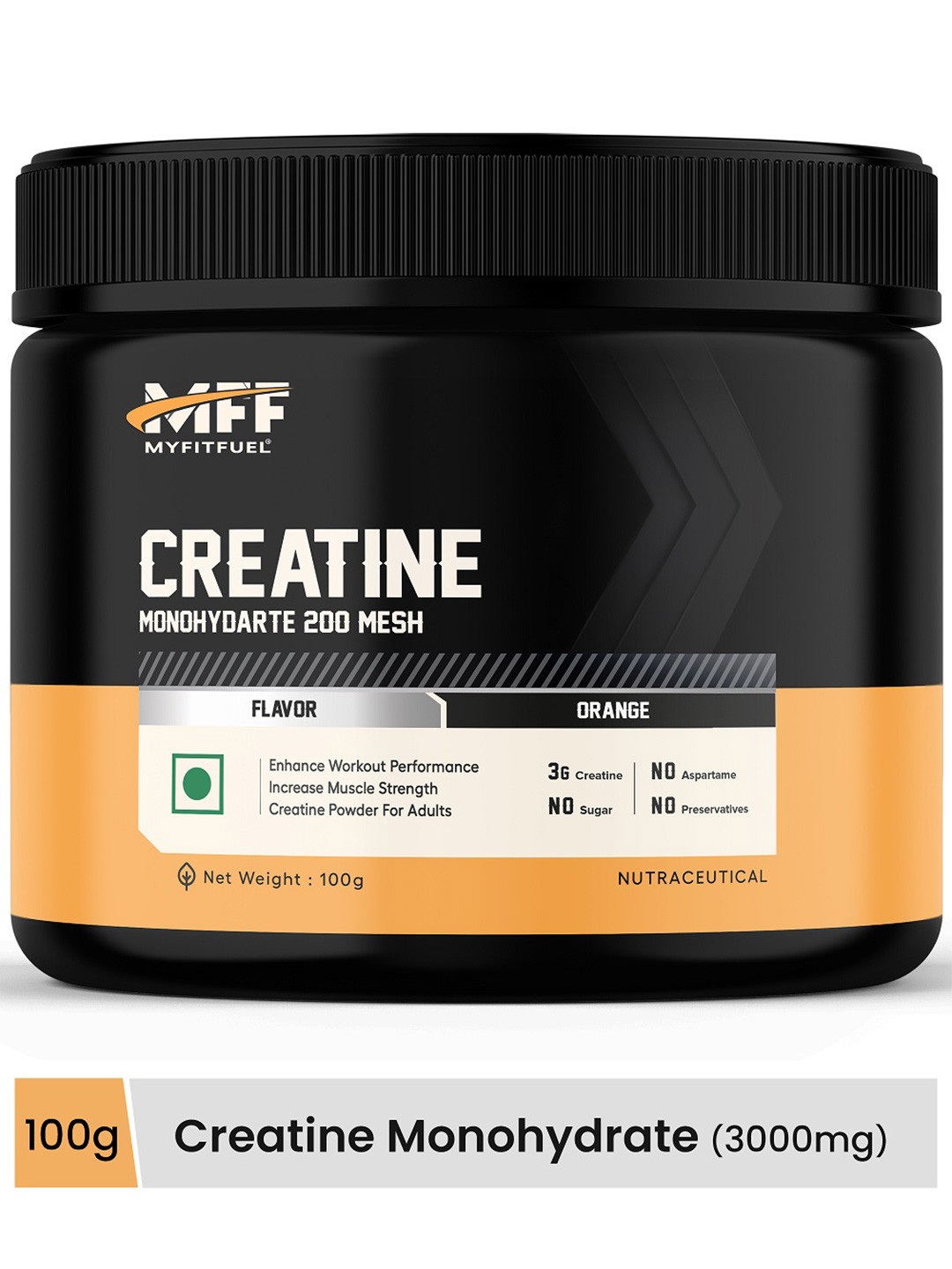 MyFitFuel MFF Creatine Monohydrate 200 Mesh - 100g - Orange
