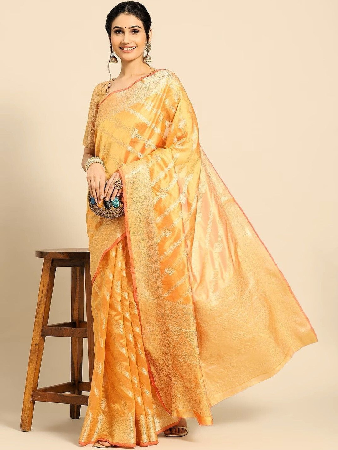 Melok Woven Design Zari Organza Saree