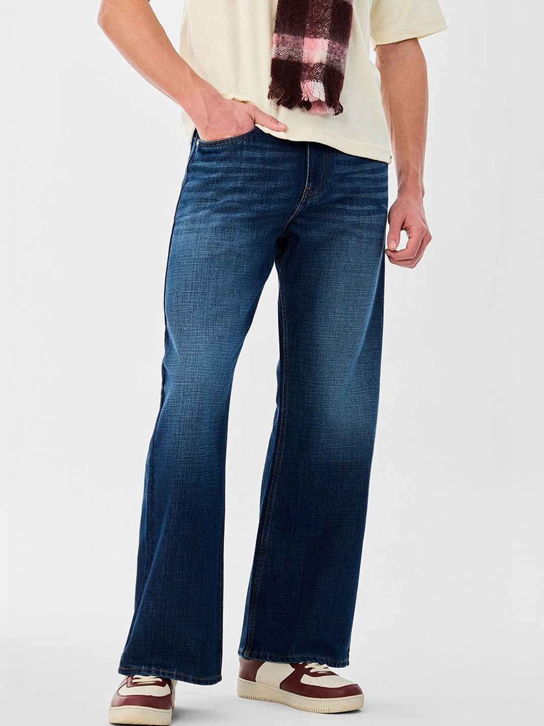 Snitch Dark Blue Mid-Rise Bootcut Jeans
