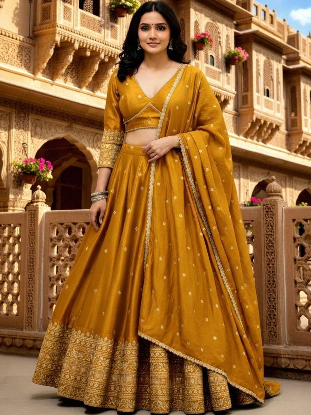 REELOVE FACTORY Embellished Ready to Wear Lehenga & Blouse With Dupatta