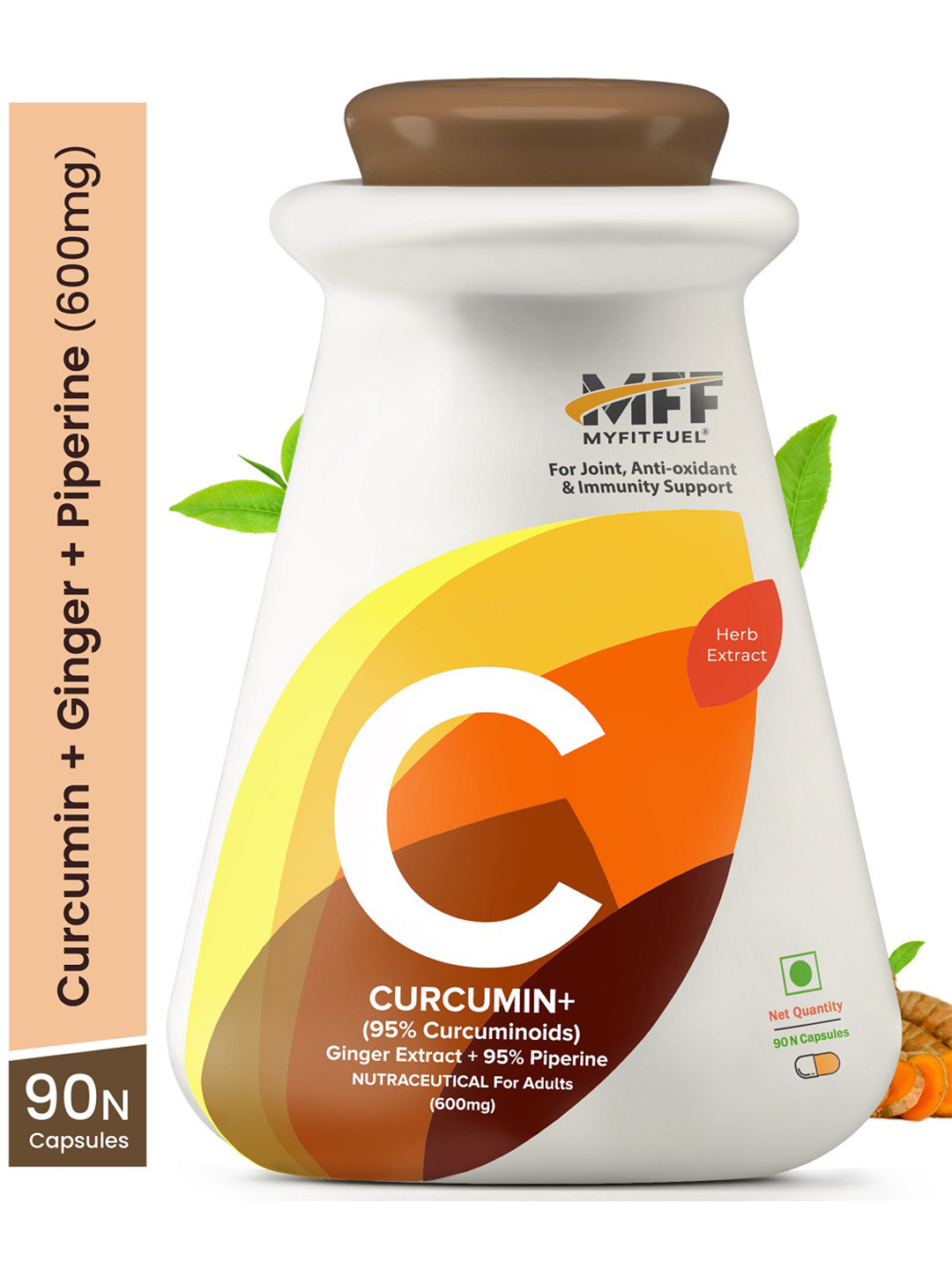 MyFitFuel Curcumin+ (95% Curcuminoids) Ginger Extract + 95% Piperine 600mg-90 Capsules
