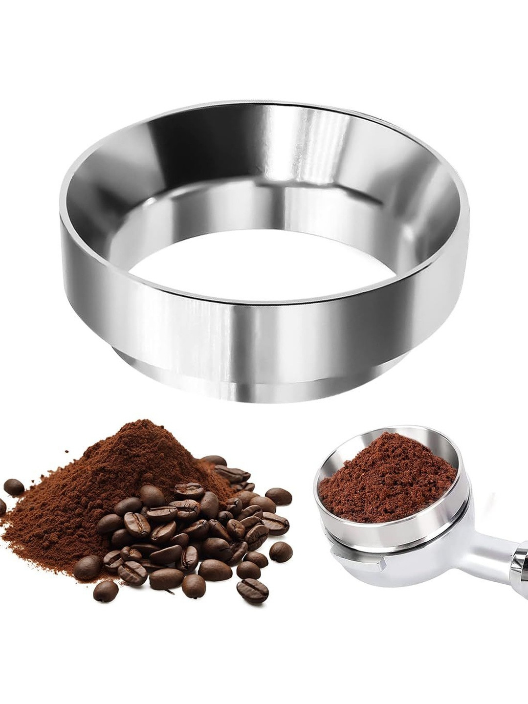 MAYCREATE Magnetic Stainless Steel Portafilter Powder Ring