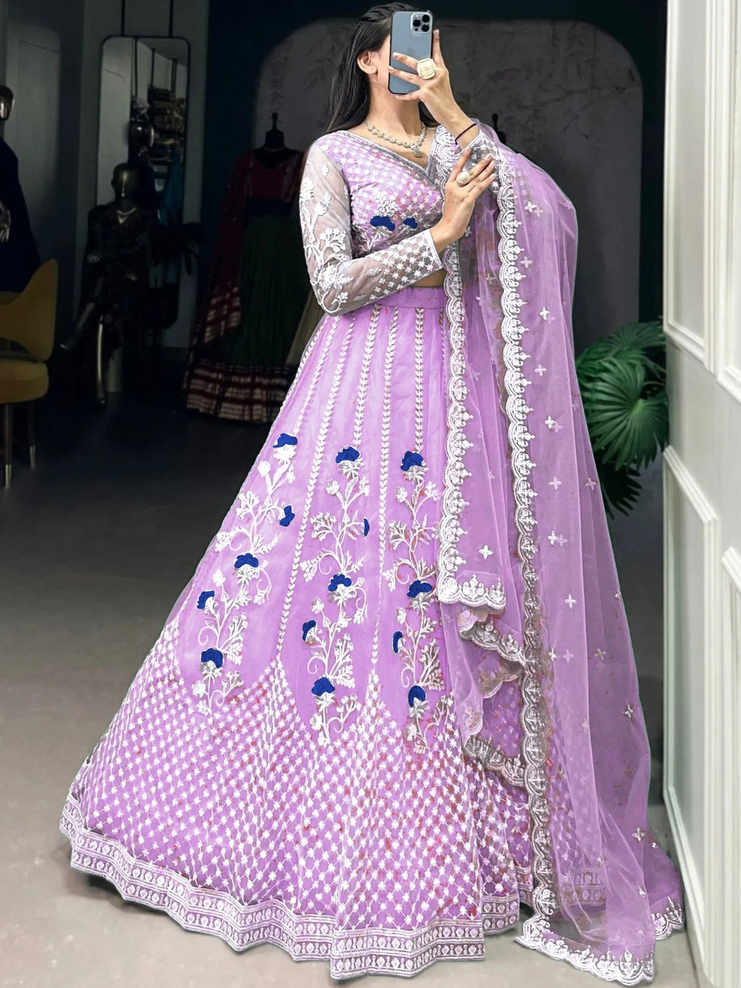 UDBHAV EXPORT Semi-Stitched Lehenga & Unstitched Blouse With Dupatta