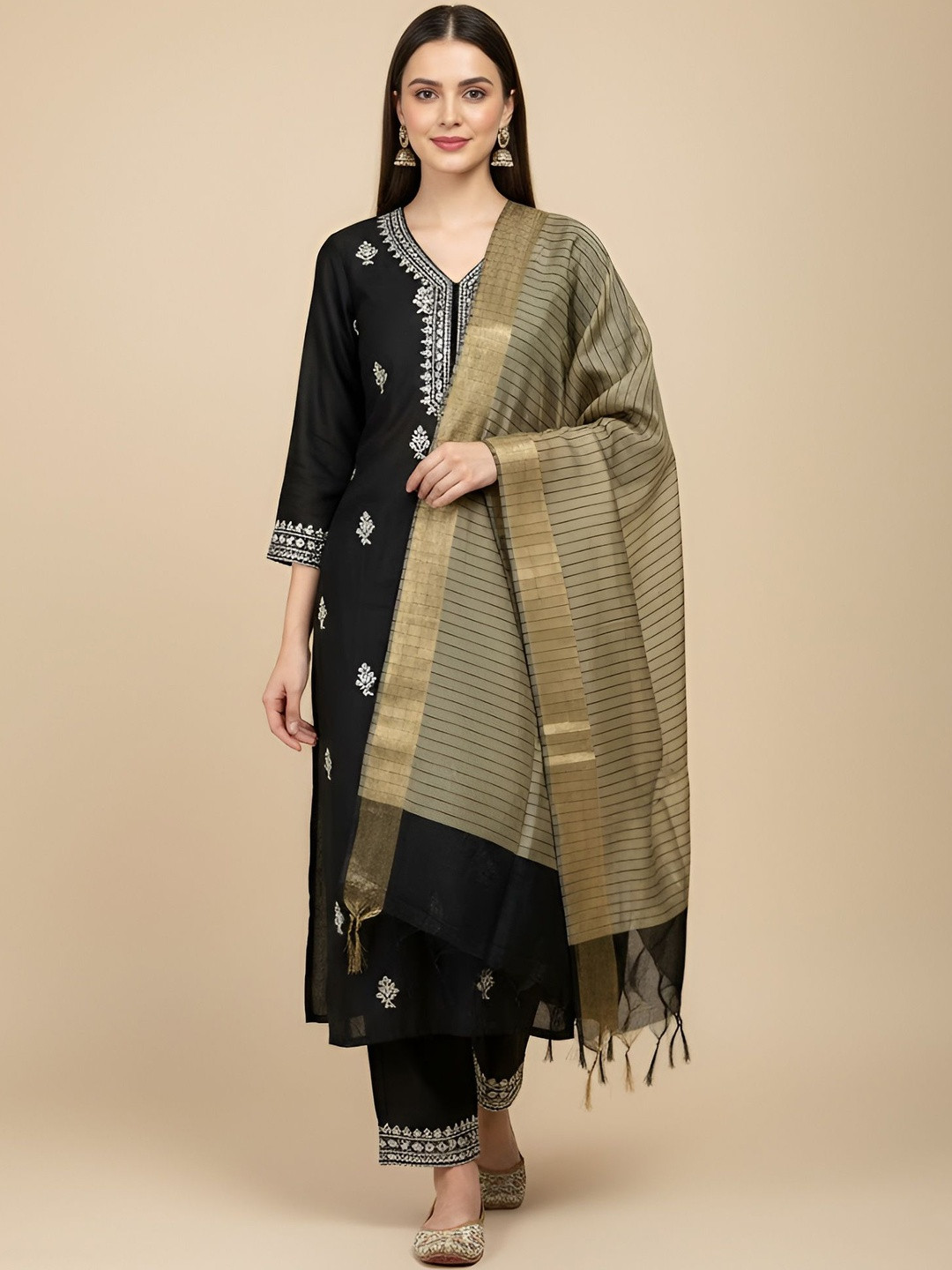 MUFFLY Striped Dupatta