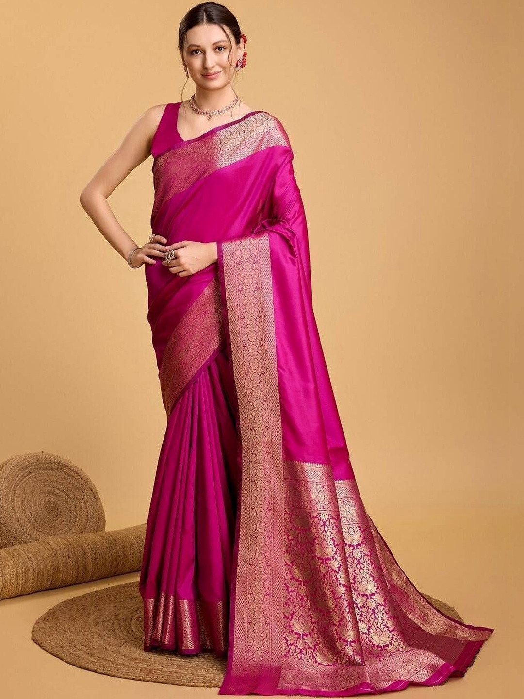 The Bebo Ethnic Motifs Zari Silk Blend Heavy Work Saree