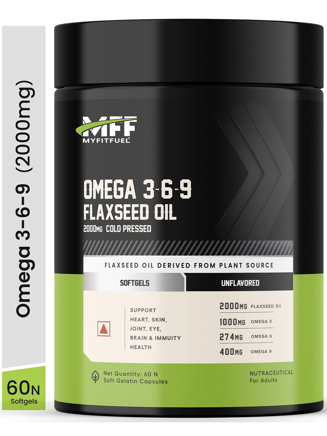 MyFitFuel Omega 3 6 9 Flax Seed Oil 1000mg- 60 Softgel Capsules