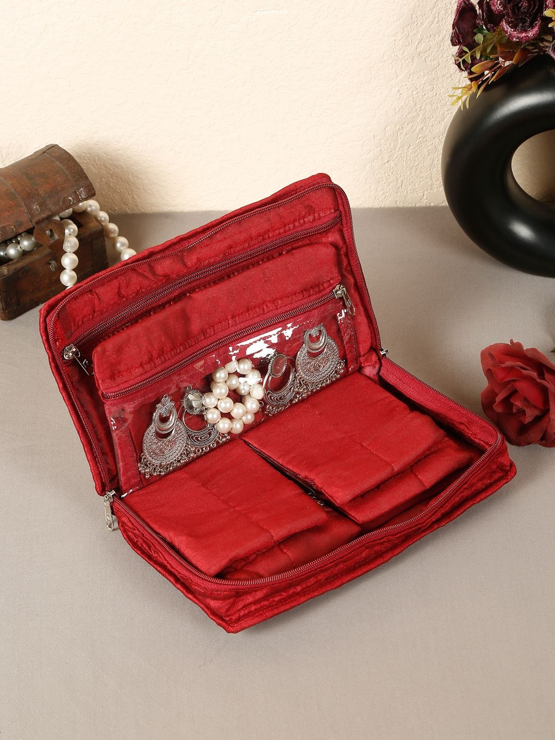 YouBella Red Set of 1 Water Resistant Jewellery Organiser Organisers
