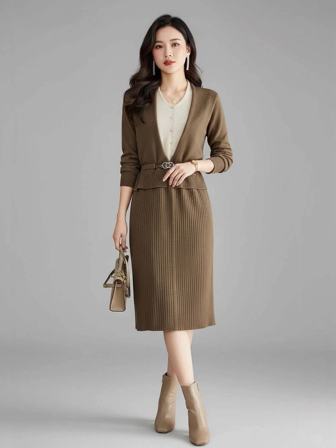 HERE&NOW Round Neck Top With Skirt Co-Ords