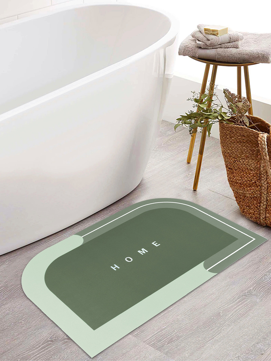 Story@home Green Solid Anti-Skid Quick Dry Bath & Kitchen Mats