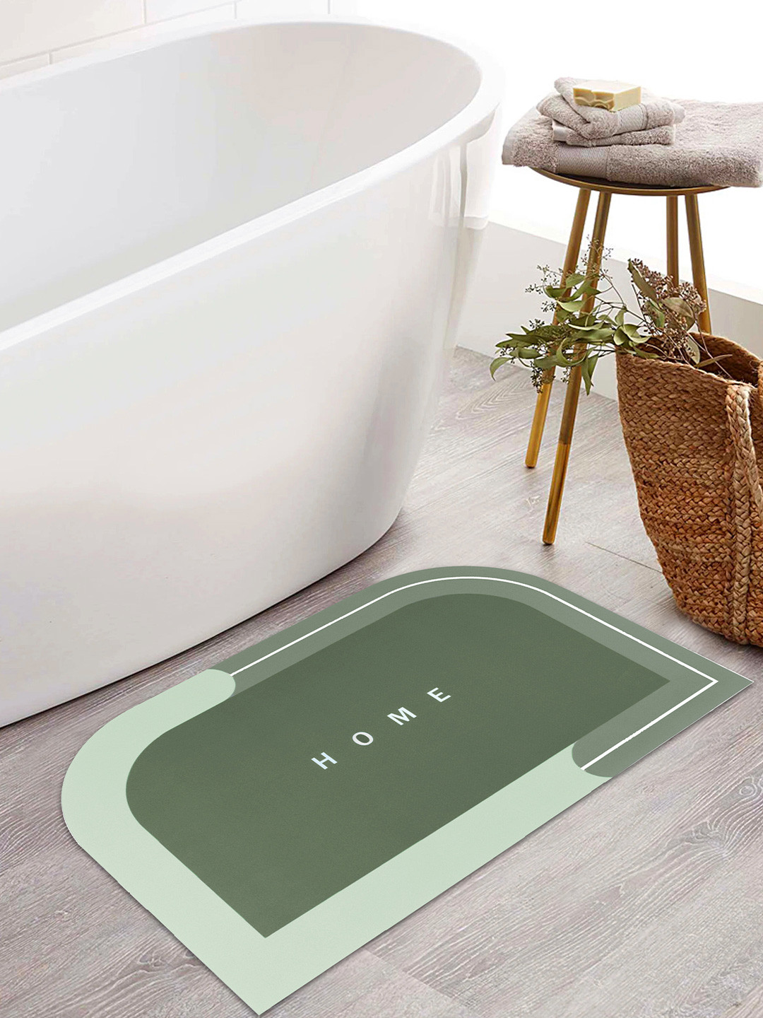 Story@home Green Solid Anti-Skid Quick Dry Bath & Kitchen Mats