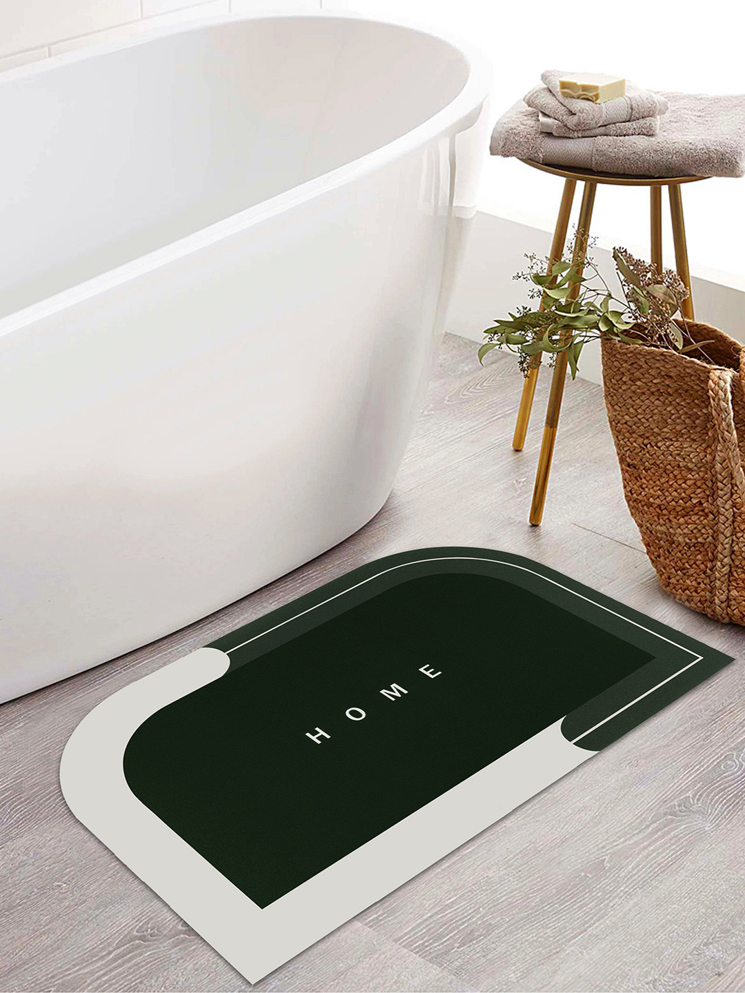 Story@home Grey Solid Anti-Skid Quick Dry Bath & Kitchen Mats