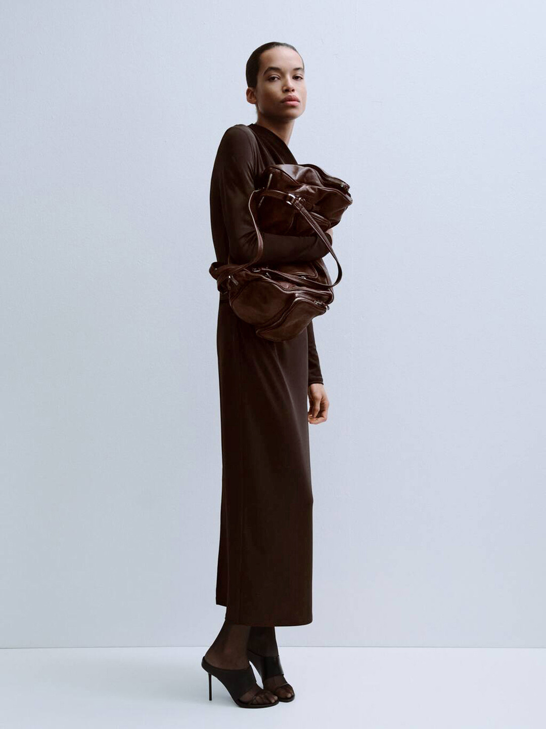 MANGO Boat Neck Sheath Midi Dress