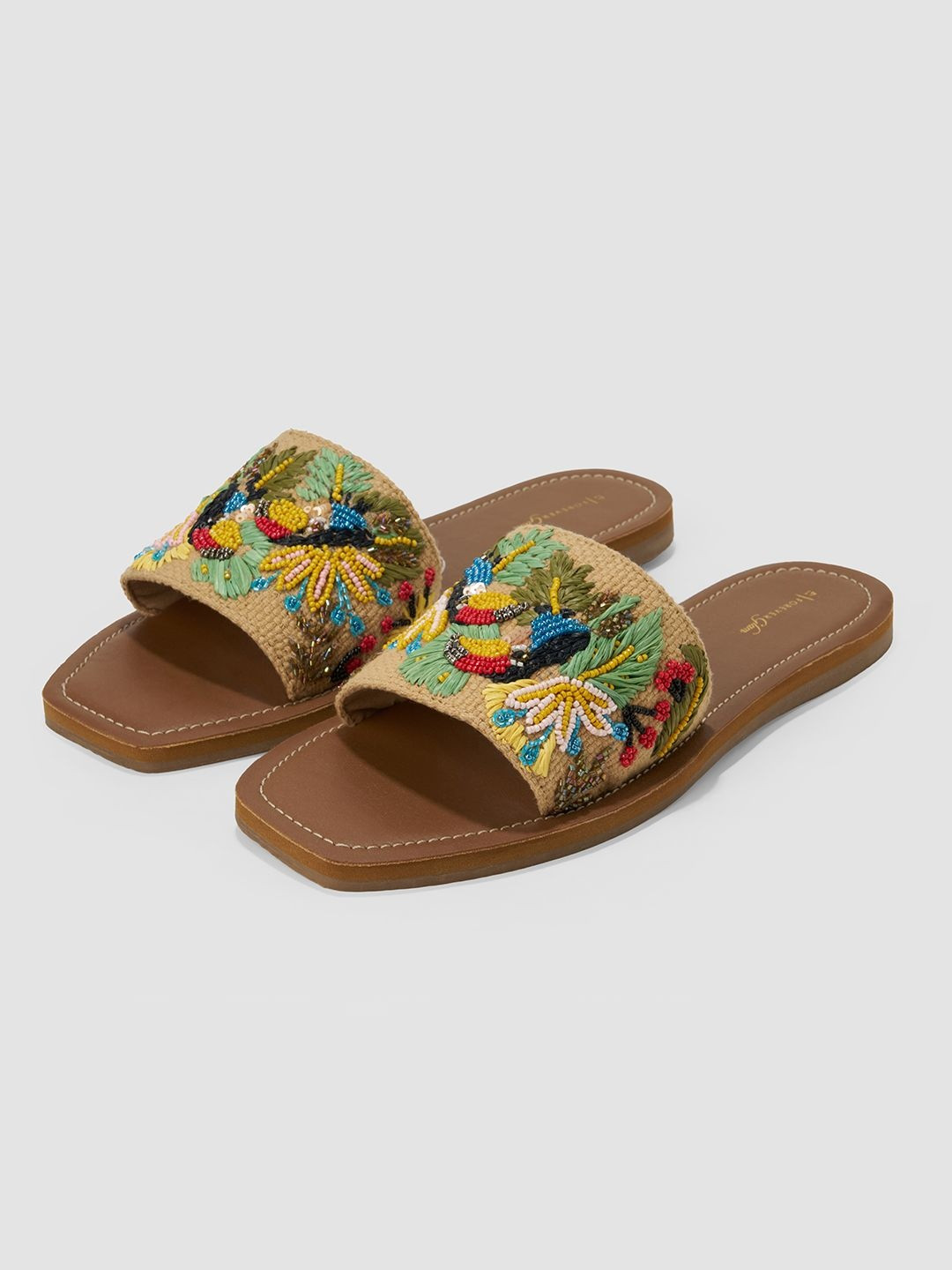 Forever Glam by Pantaloons Women Open Toe Flats with Embroidered