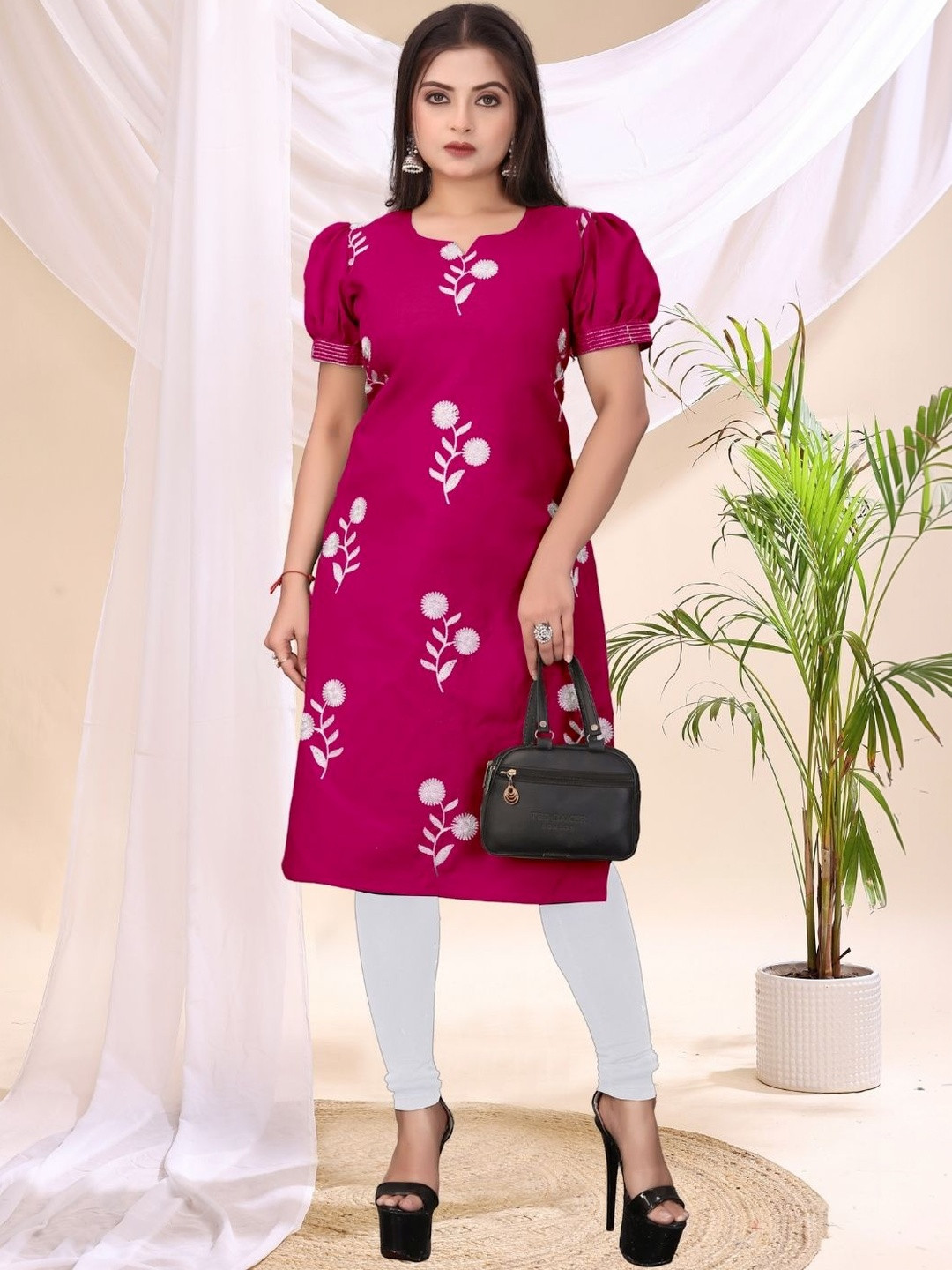 DHANSHREE TEX Floral Printed Pure Cotton Handloom Kurti