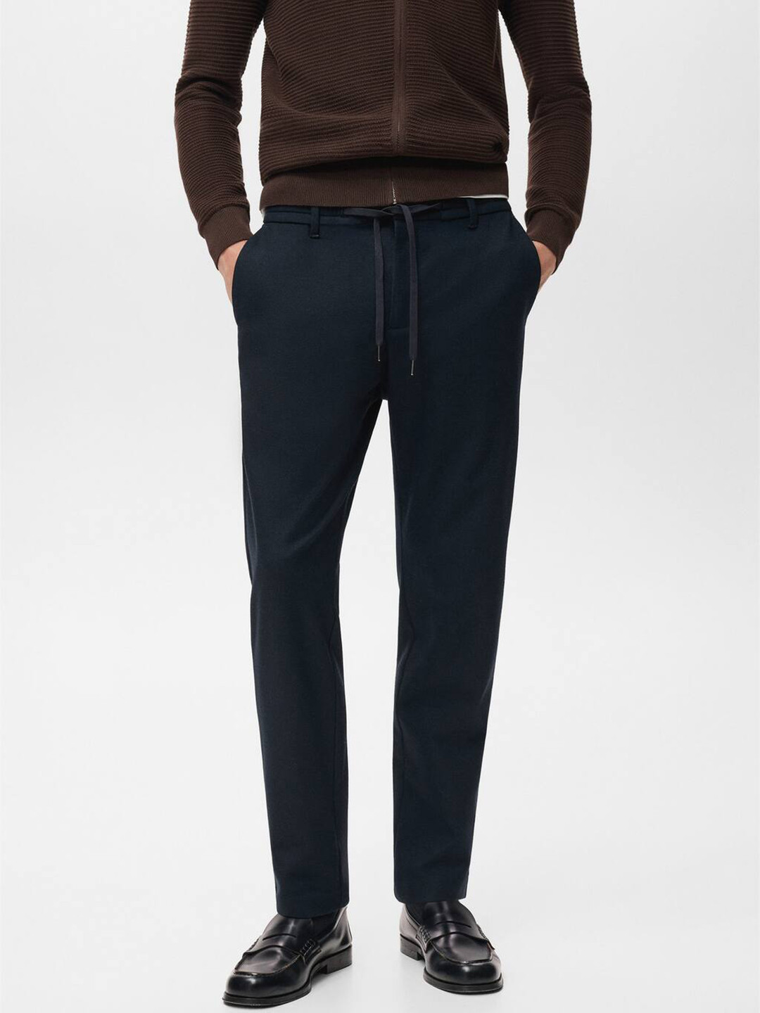 MANGO MAN Slim Fit Mid-Rise Flannel Trousers