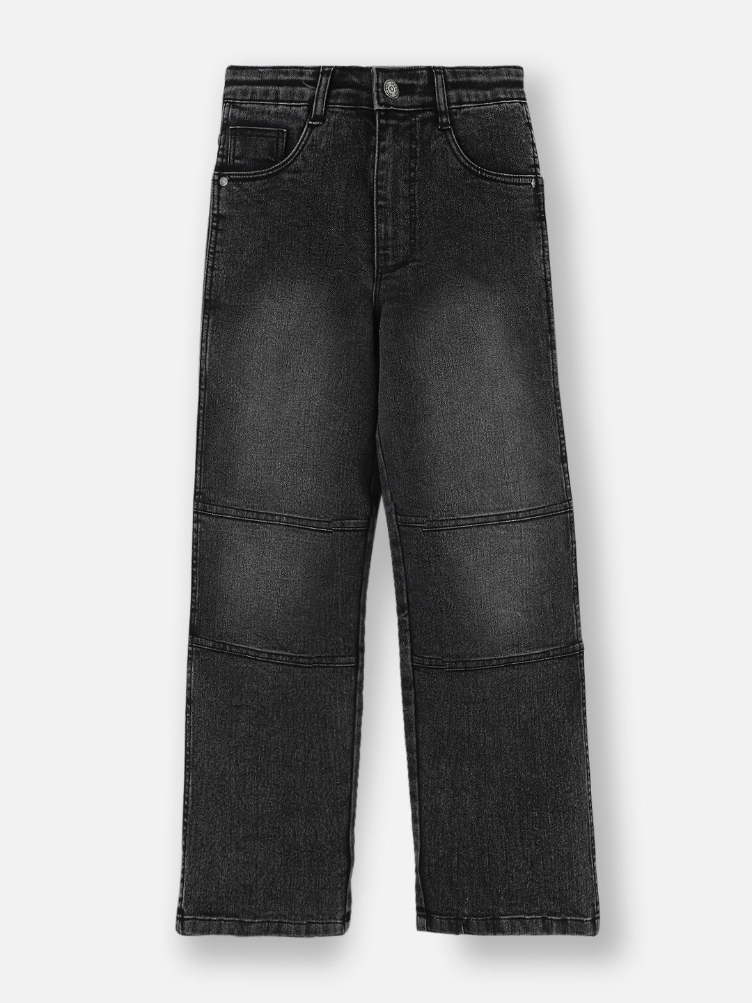 Urbano Juniors Loose Cut Black Heavy Fade Baggy Fit Stretchable Jeans