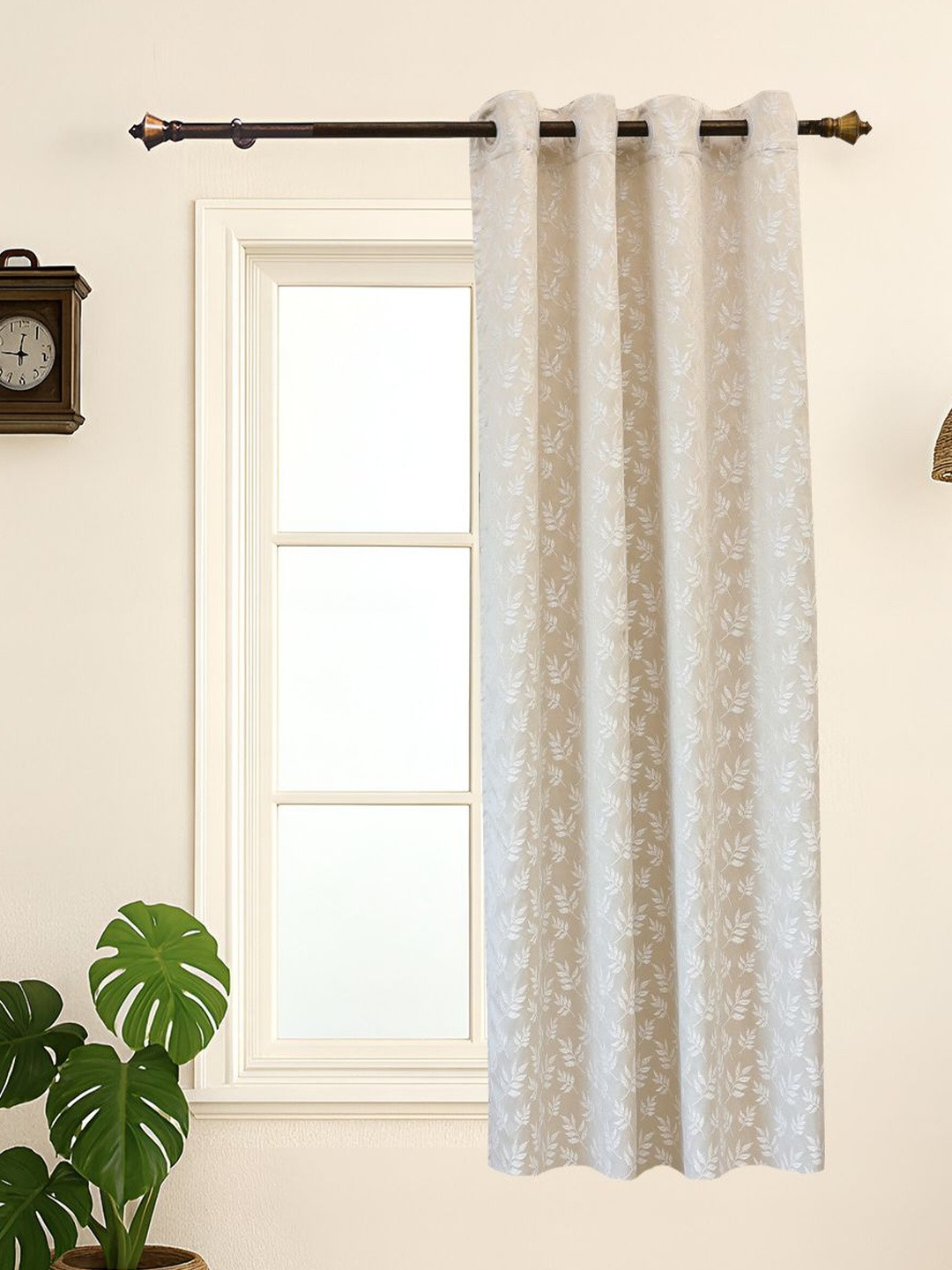 Ariana Off White & Off White Floral Window Curtain