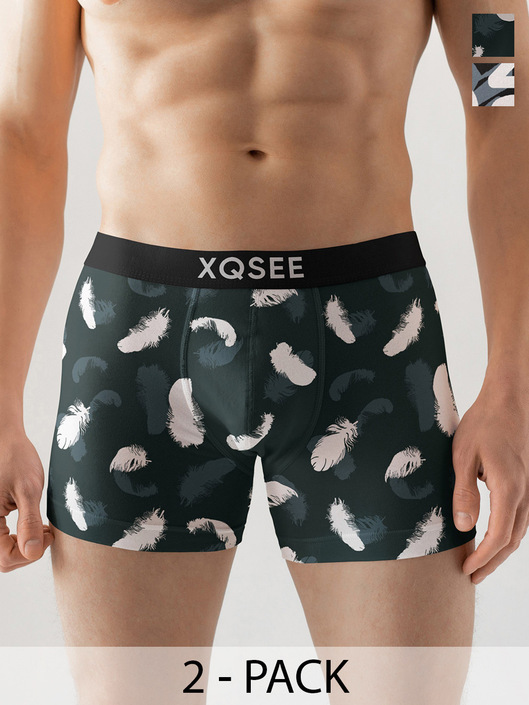 XQSEE Men Pack Of 2 Printed Mid -Rise Short Trunk