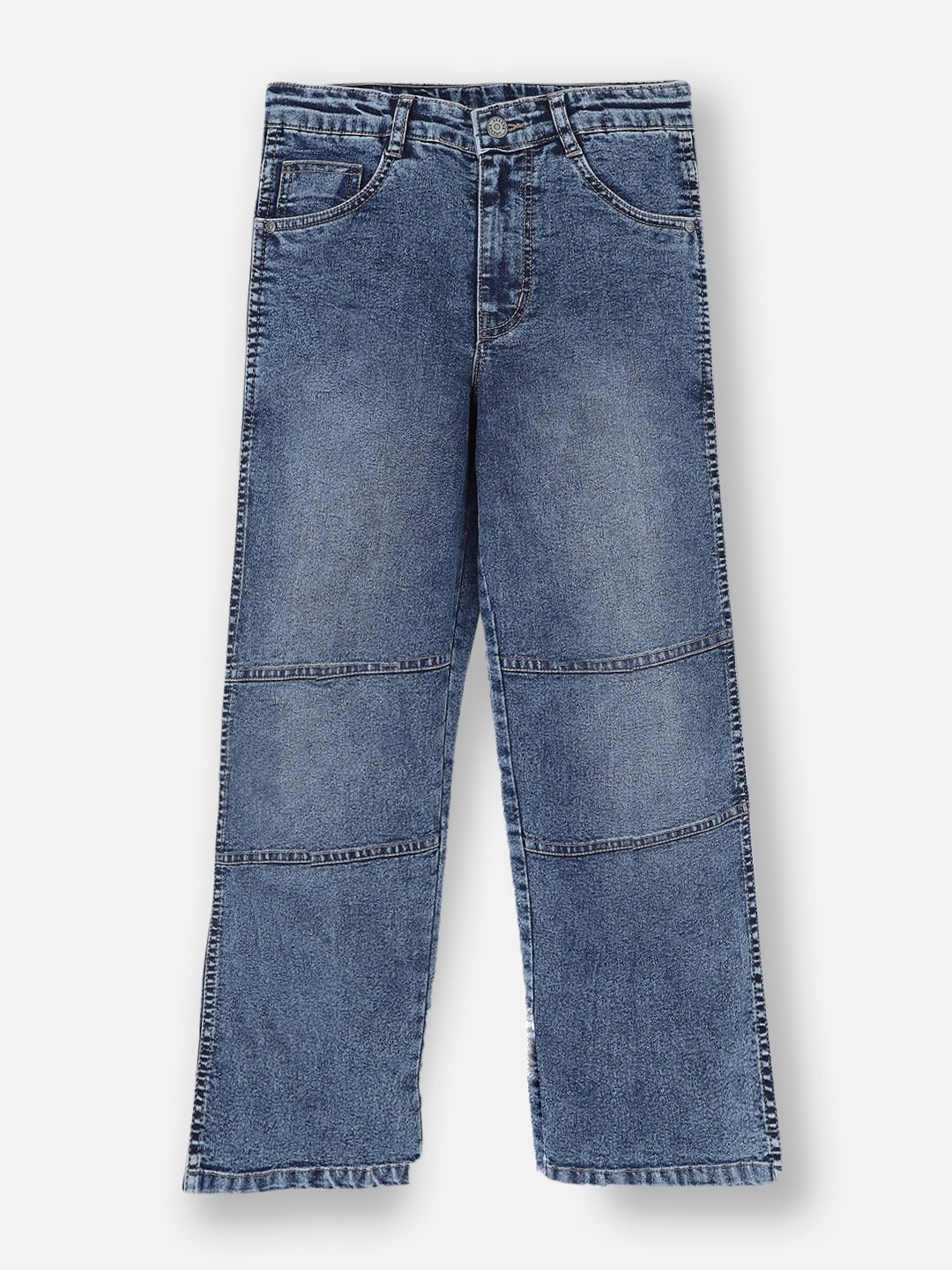 Urbano Juniors Loose Cut Blue Heavy Fade Baggy Fit Stretchable Jeans
