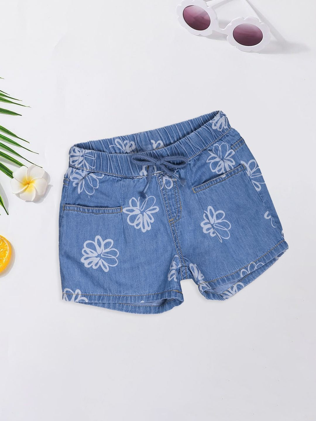 Pantaloons Junior Girls Floral Printed Loose Fit Shorts