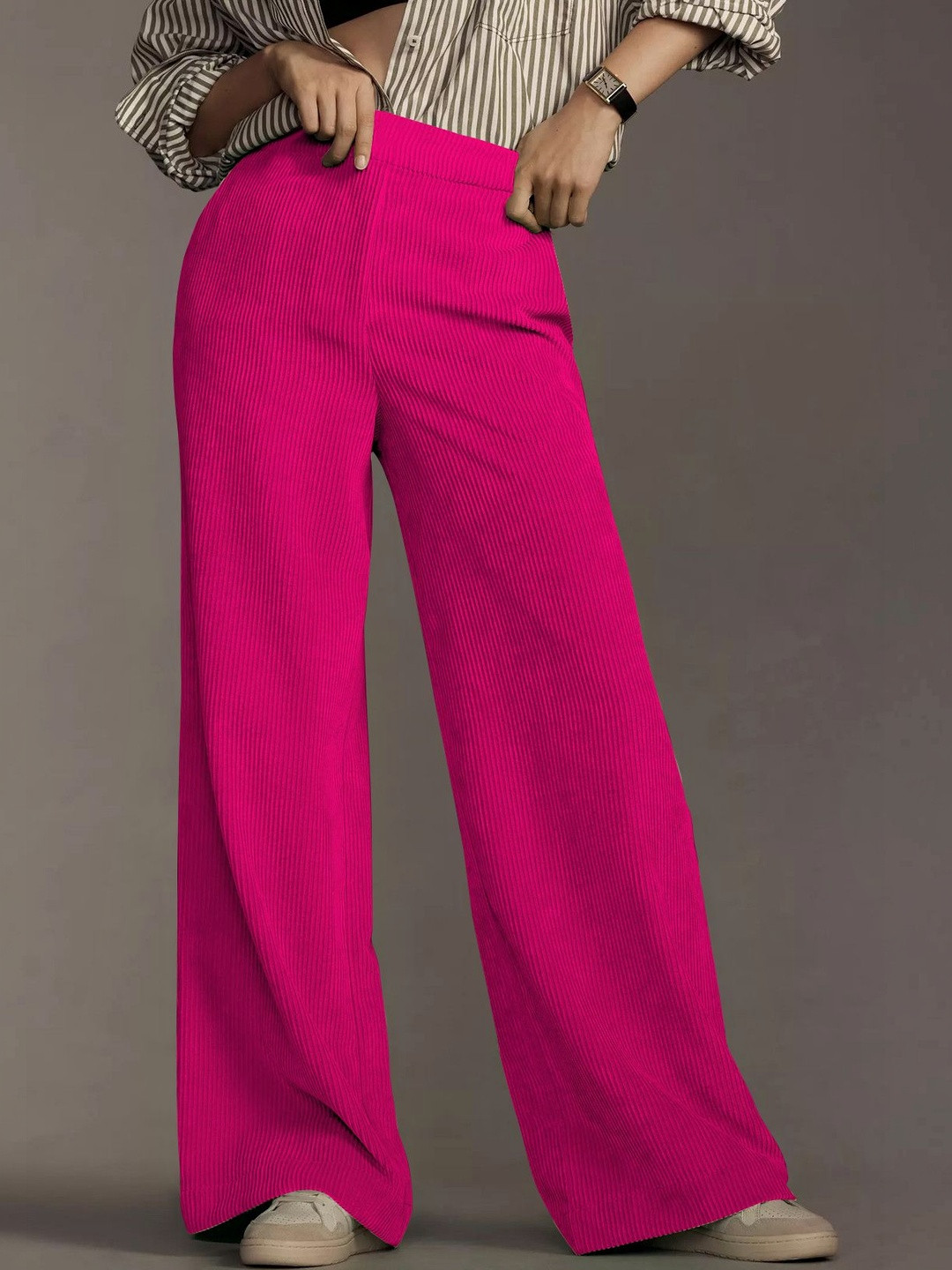 CREZYVEZY High-Rise Wide Leg Stretchable Lycra Trouser
