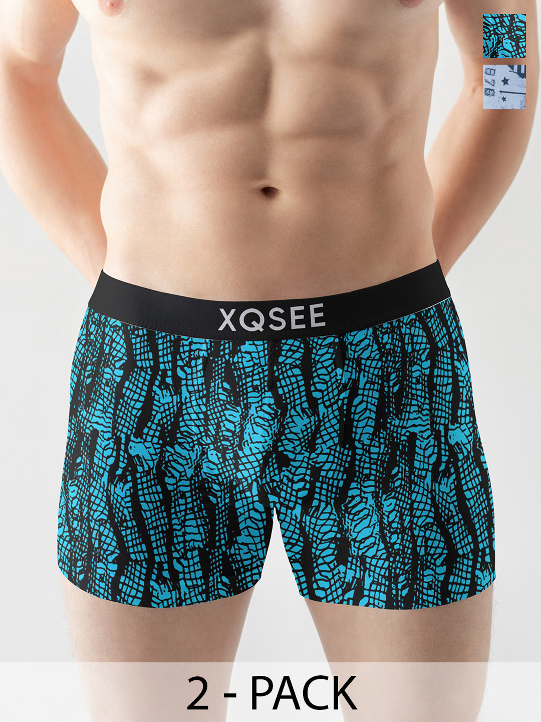 XQSEE Men Pack Of 2 Printed Mid -Rise Short Trunk