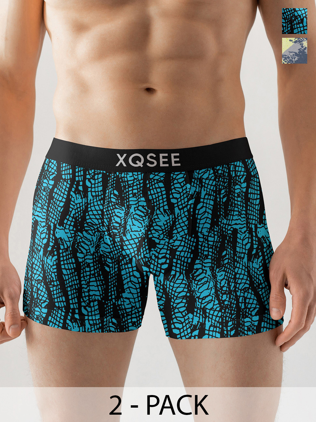 XQSEE Men Pack Of 2 Printed Mid -Rise Short Trunk