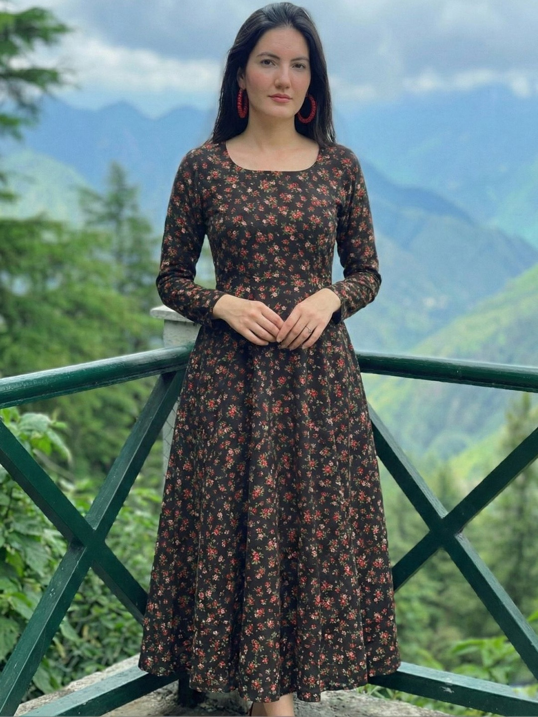 DHAKRE FASHION Floral Print A-Line Maxi Dress