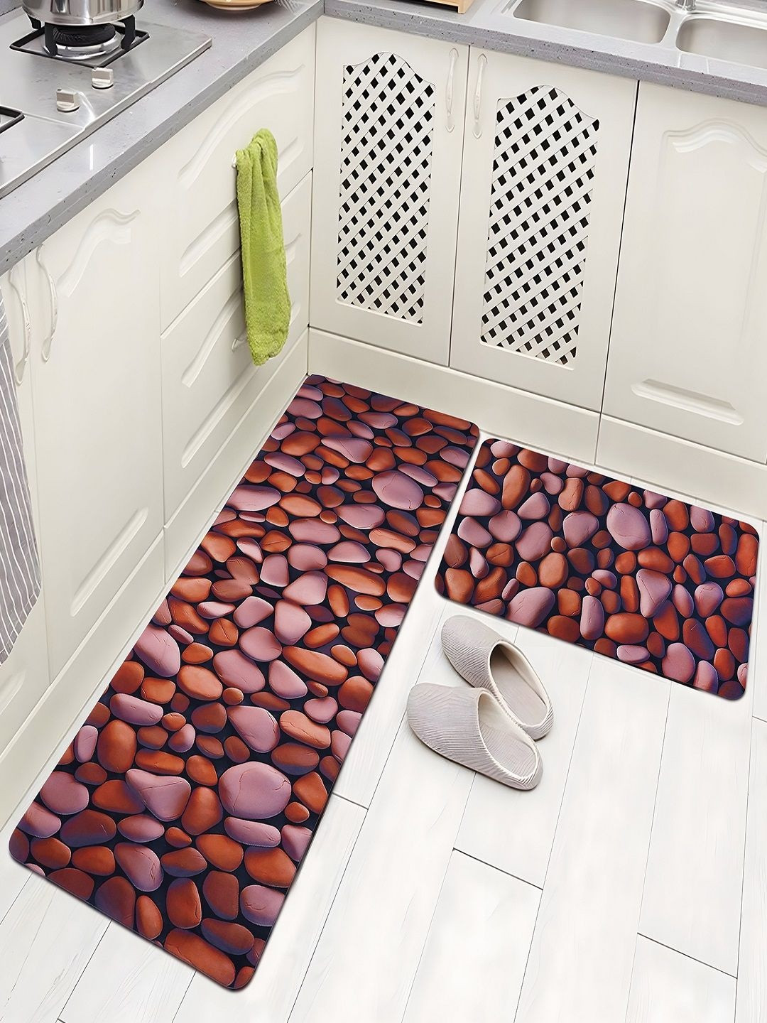 Aura Set of 2 Printed Anti Skid Kitchen Mat