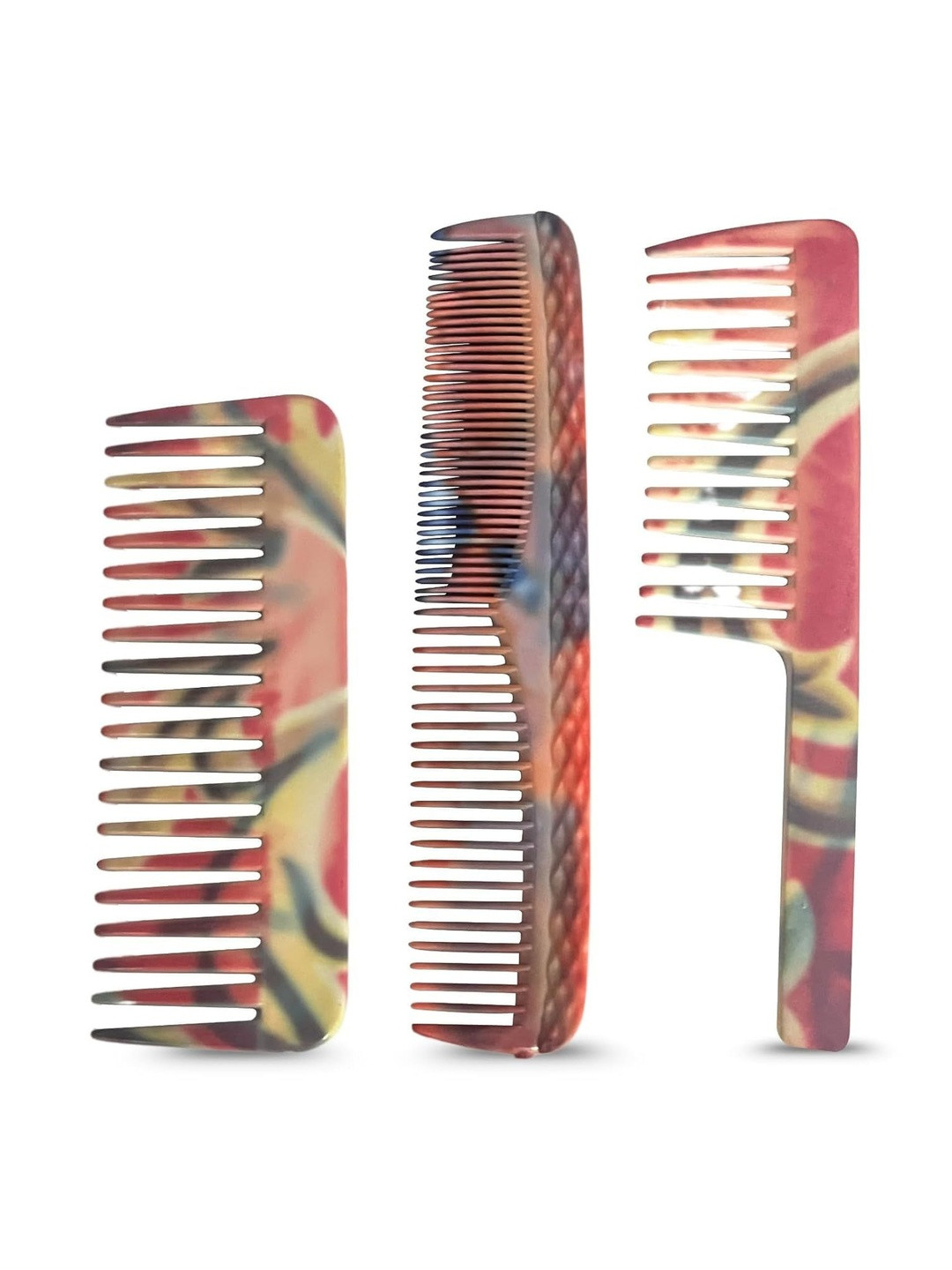 Zeyu Set Of 3 Multicolour Detangling & Styling Comb Set