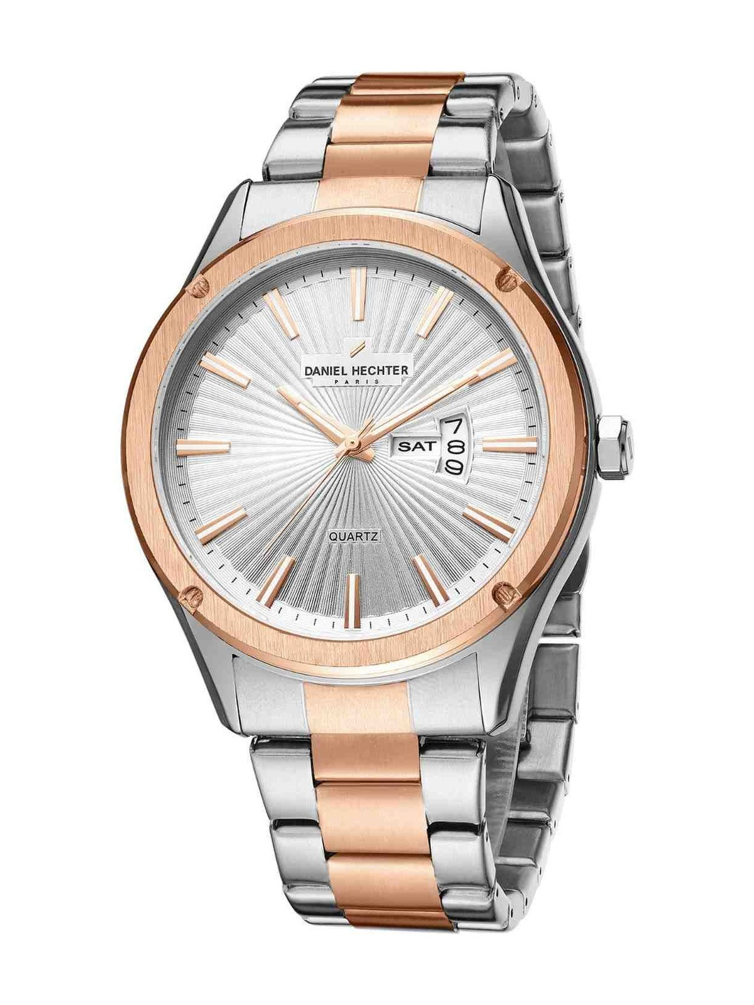 Daniel Hechter Men Dial & Bracelet Style Straps Analogue Date Aperture Watch DHM1014-55