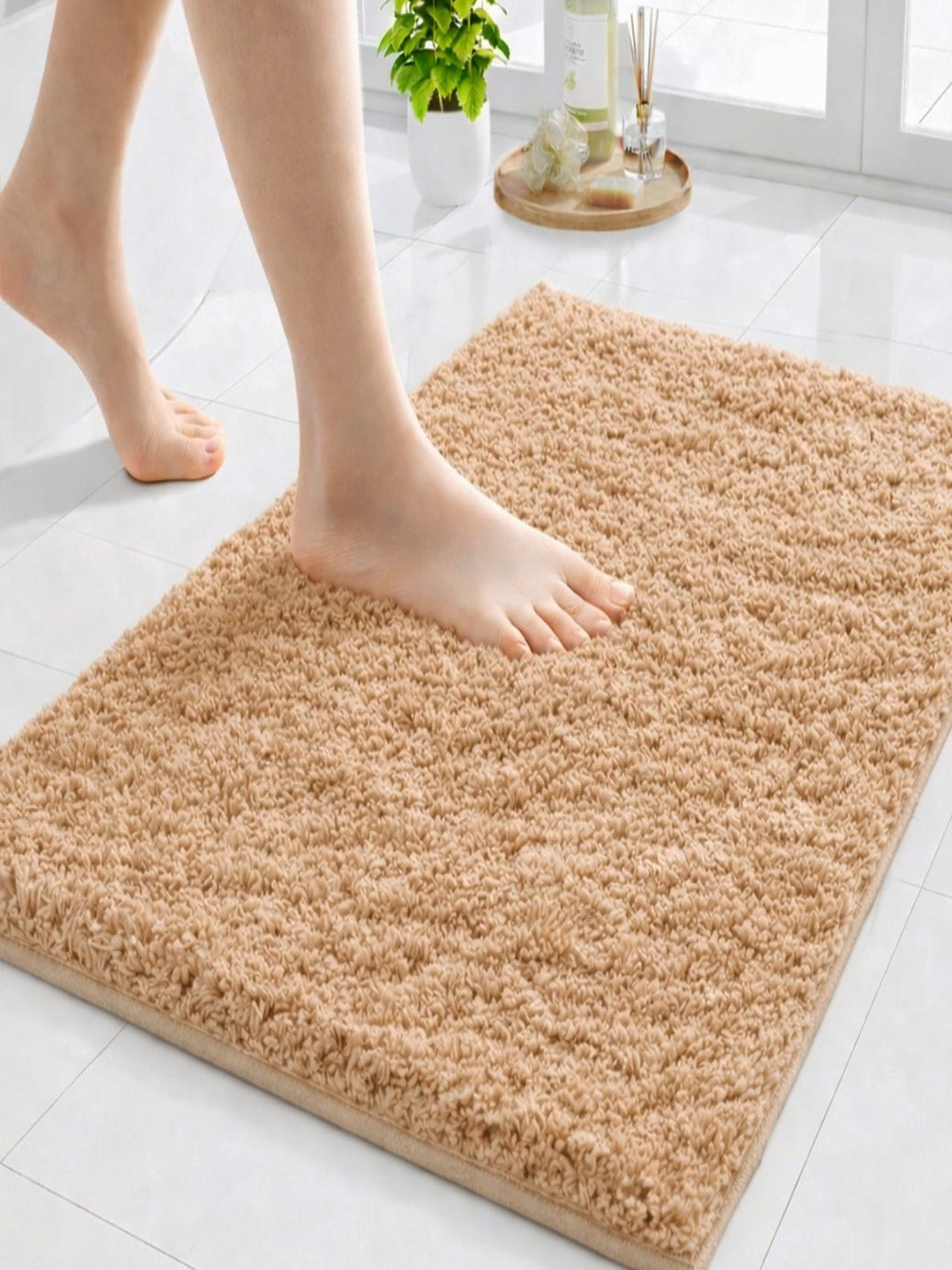 Sittella Beige 1800 GSM Super Soft Extra Thick Quick Dry & Anti-Skid Bath Rug