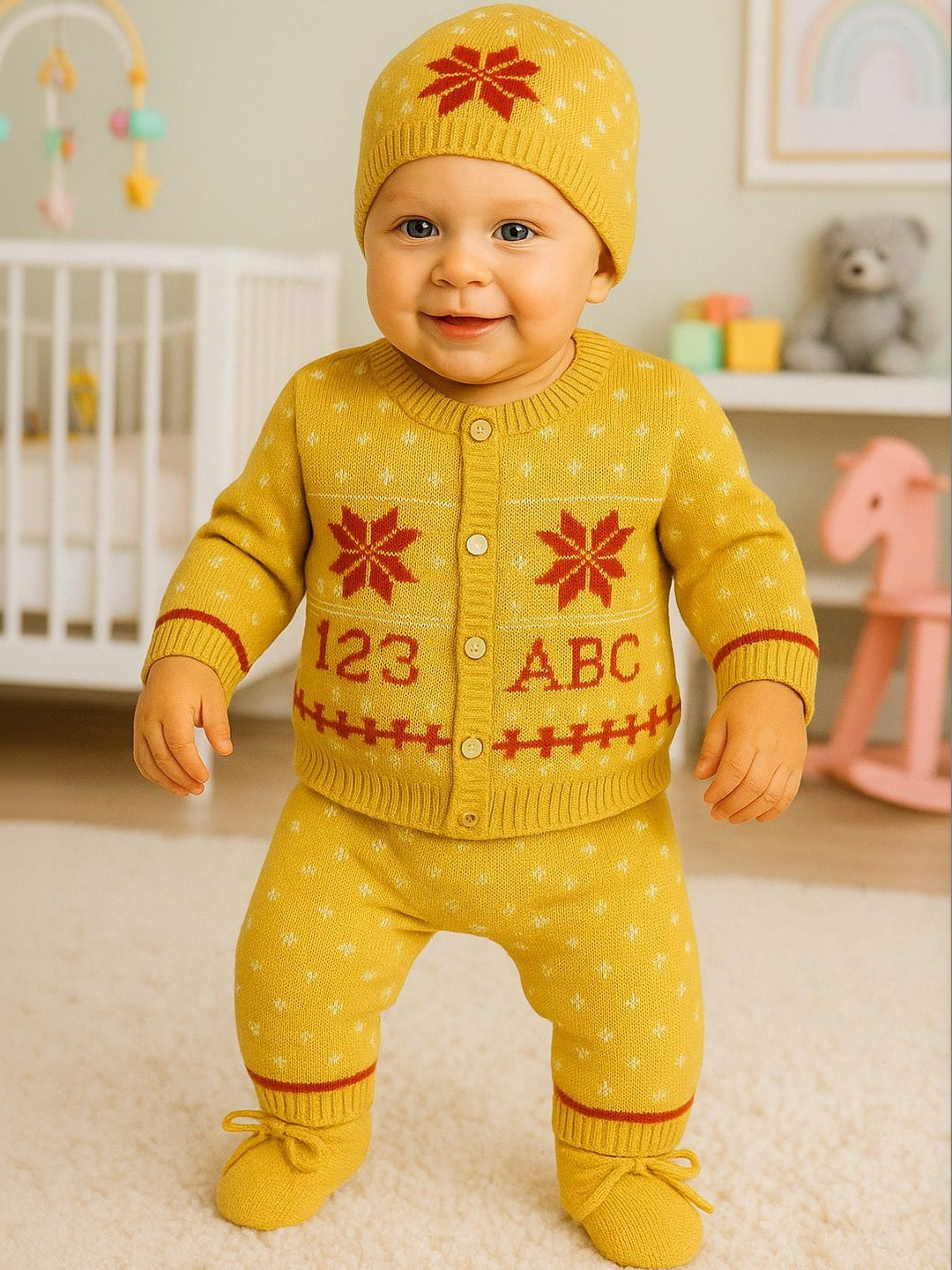 PARYAG Girls Fair Isle Printed Woollen