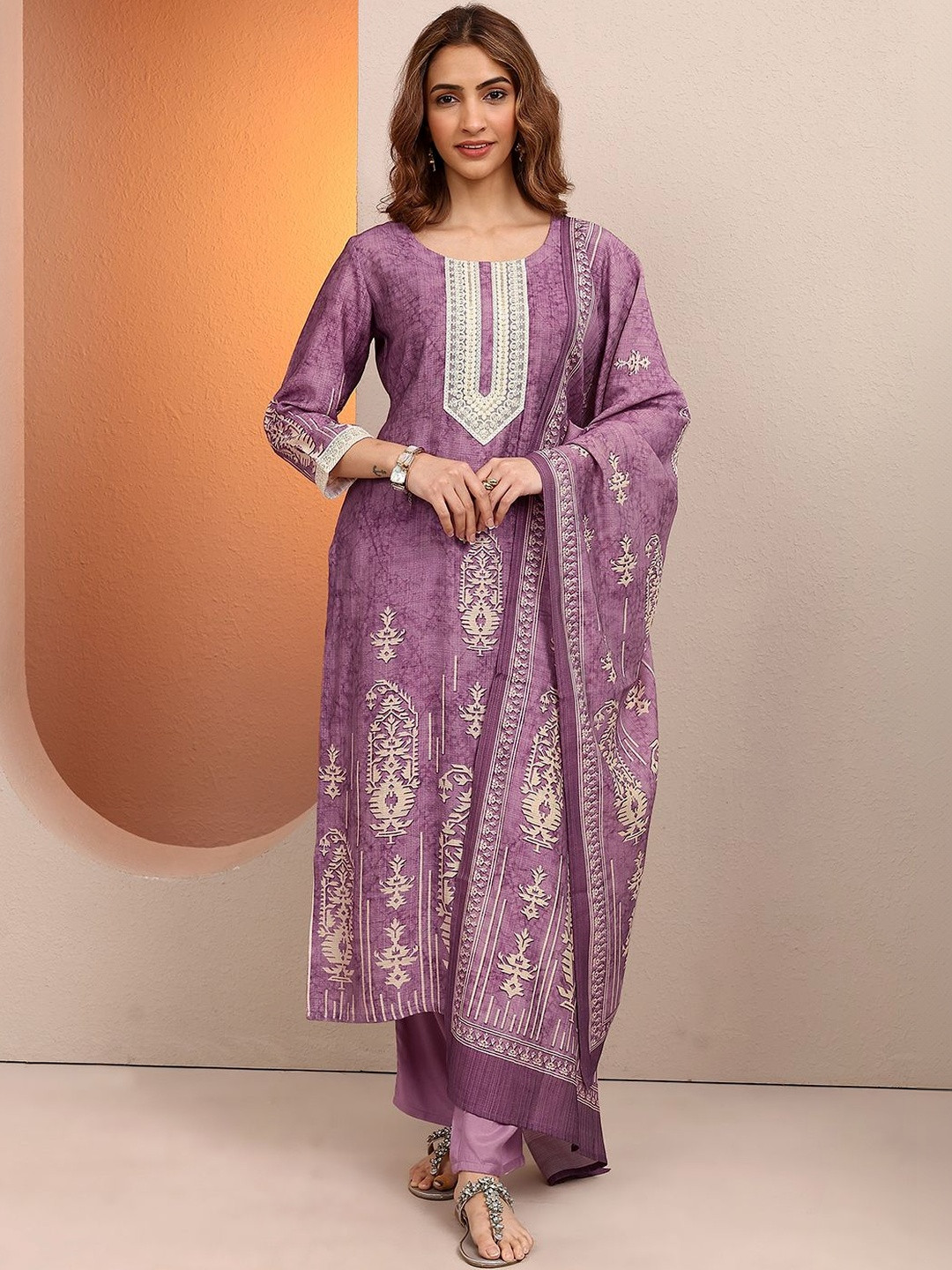 Libas Women Ethnic Motifs Printed Regular Kurta with Trousers & With Dupatta
