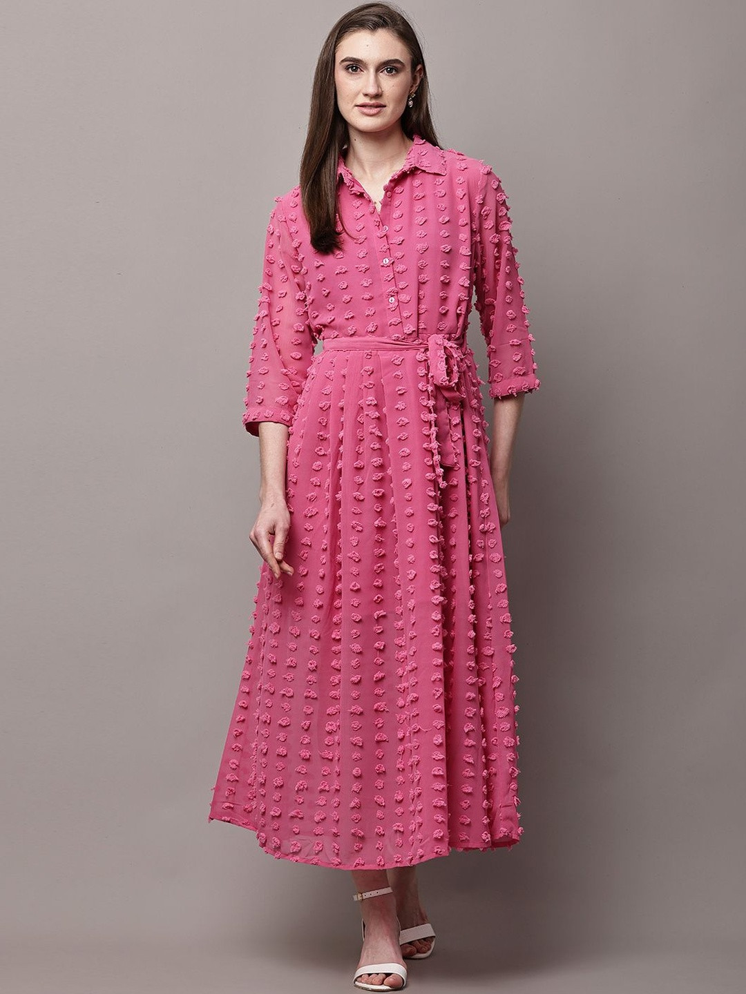 ZHOF Georgette Shirt Midi Dress