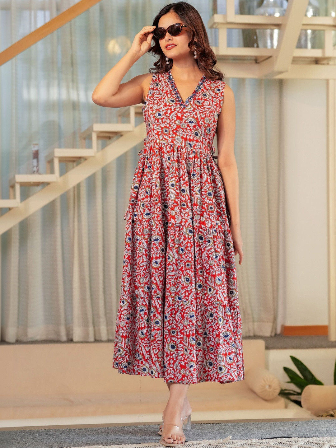 RD FAB Floral Print Fit & Flare Midi Dress