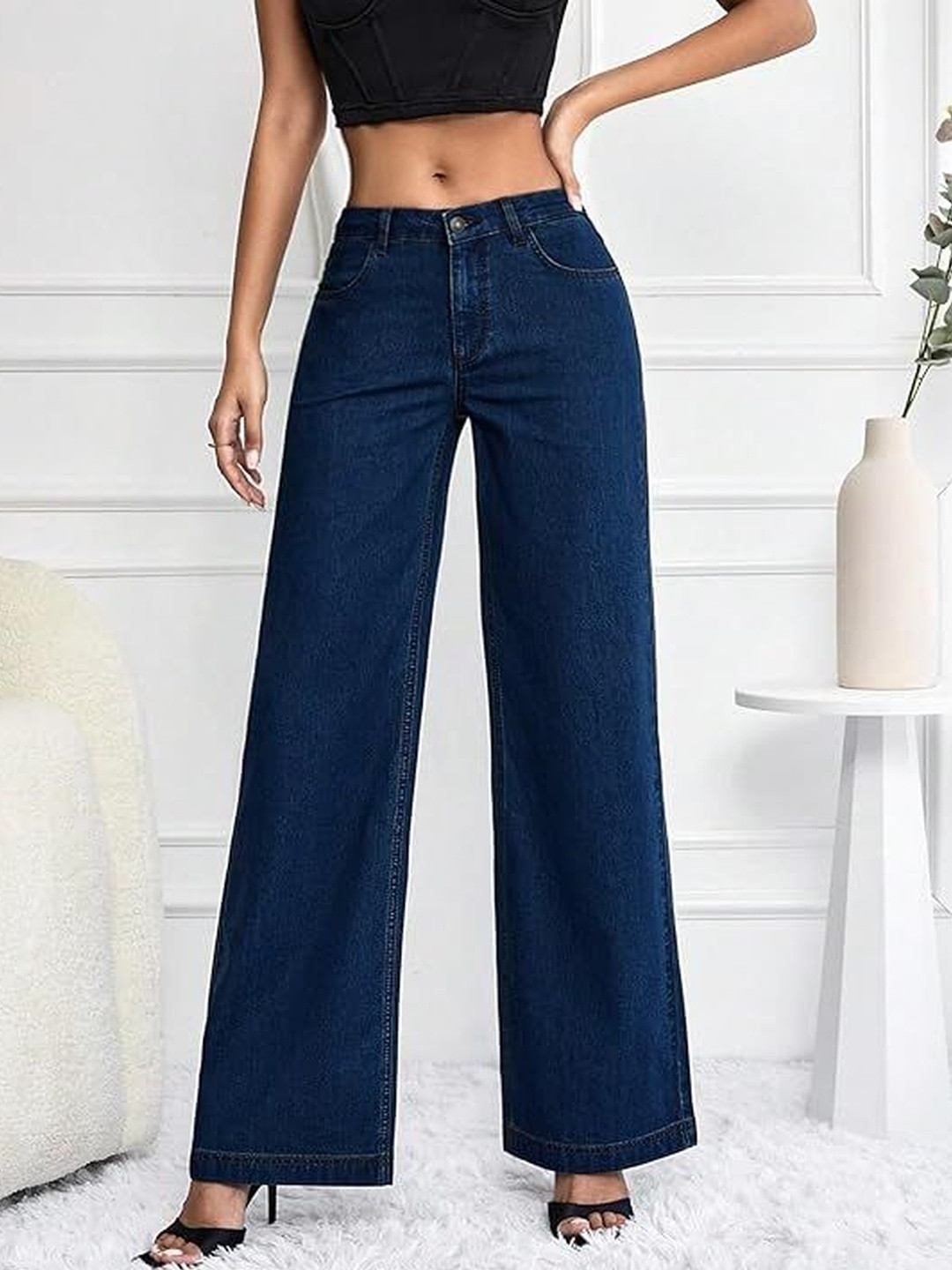 4WRD by Dressberry Women Wide Leg High-Rise Stretchable Jeans