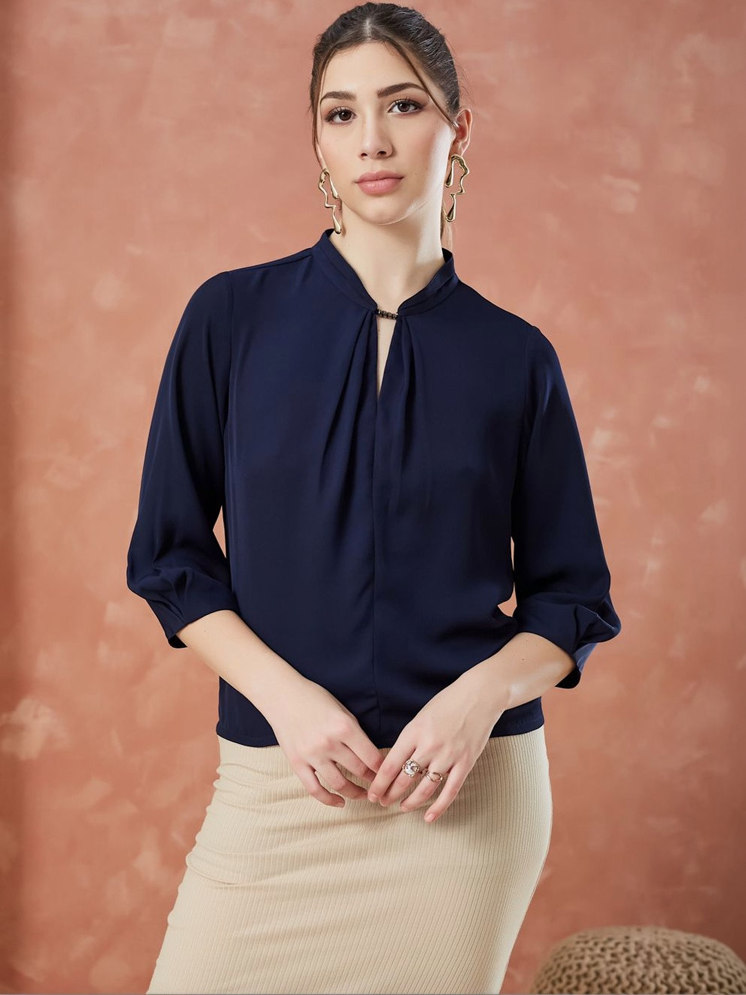 Latin Quarters Mandarin Collar Top