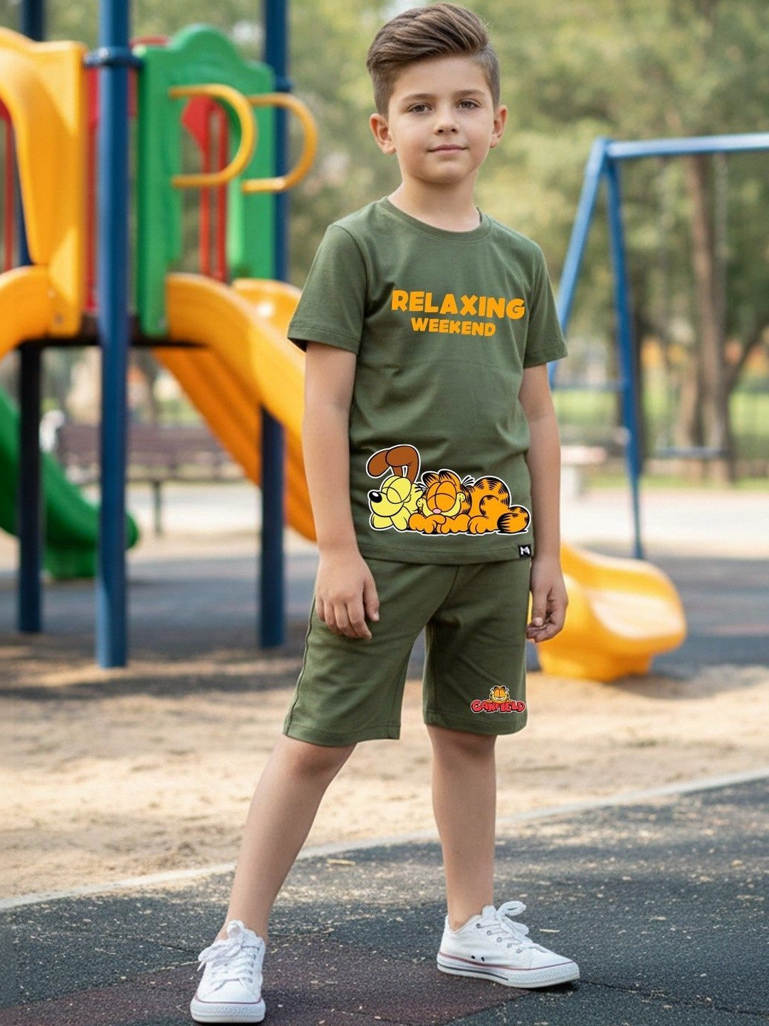 YK X Minute Mirth Boys Printed T-shirt with Shorts
