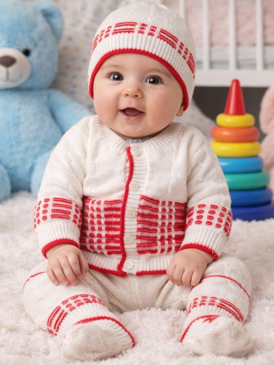 PARYAG Girls Colourblocked Woollen