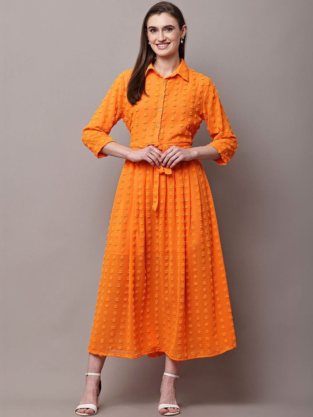 ZHOF Georgette A-Line Midi Dress