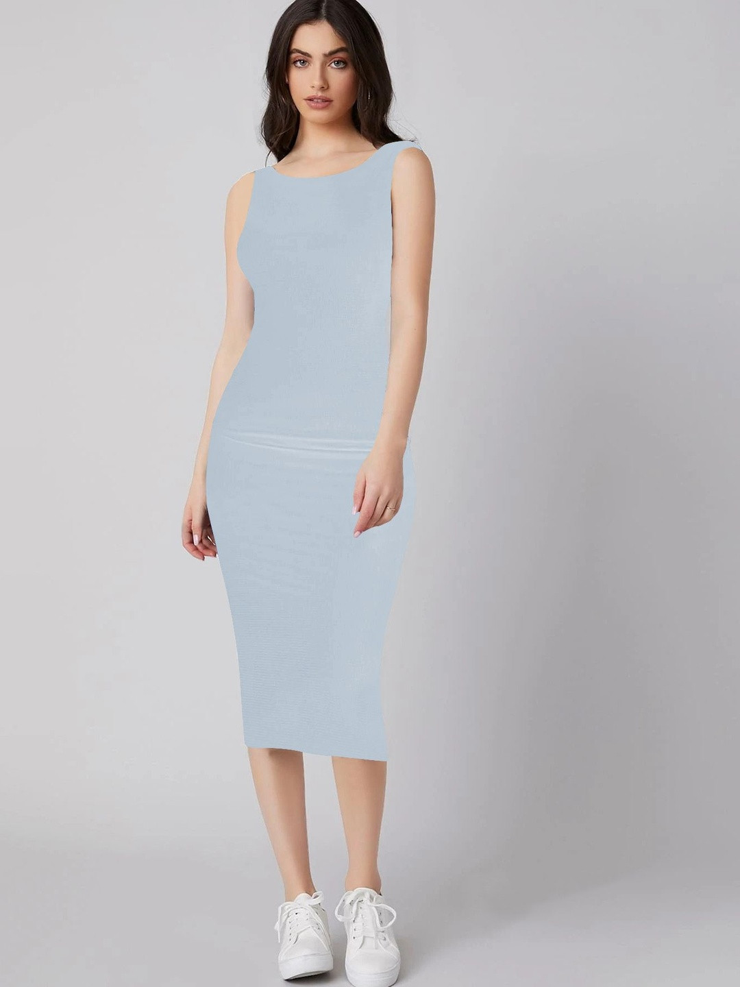 CREZYVEZY Sleeveless Back Slits Midi Bodycon