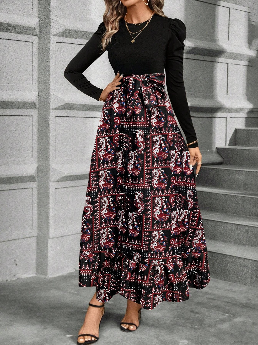 AmorLuxe Round Neck Top & Skirt Co-Ords