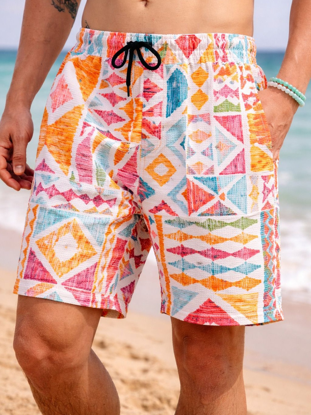 RAHI TRENDZ Men Geometric Regular Fit Shorts