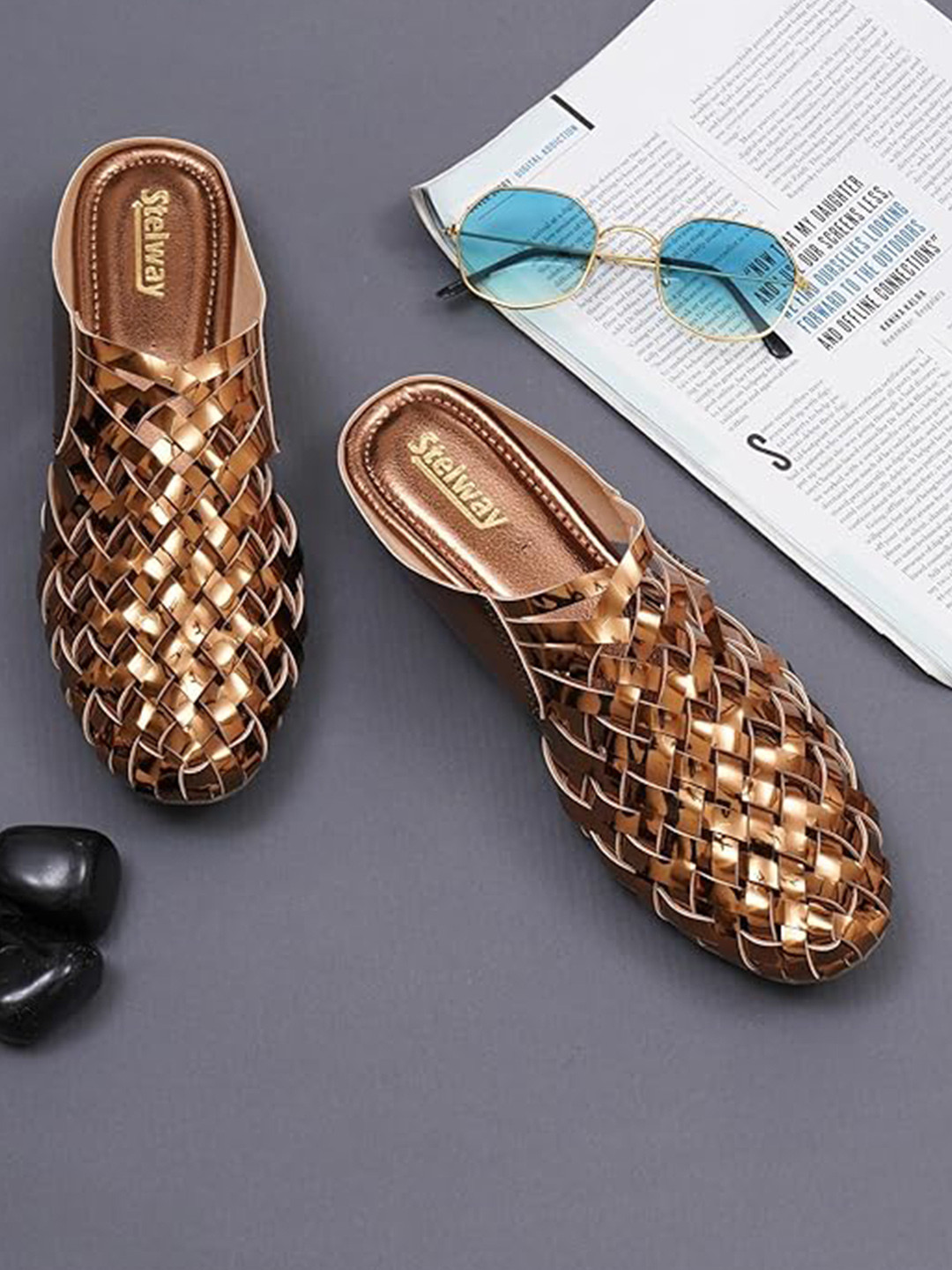 STELWAY Women Synthetic Suede Shoe-Style Sandals
