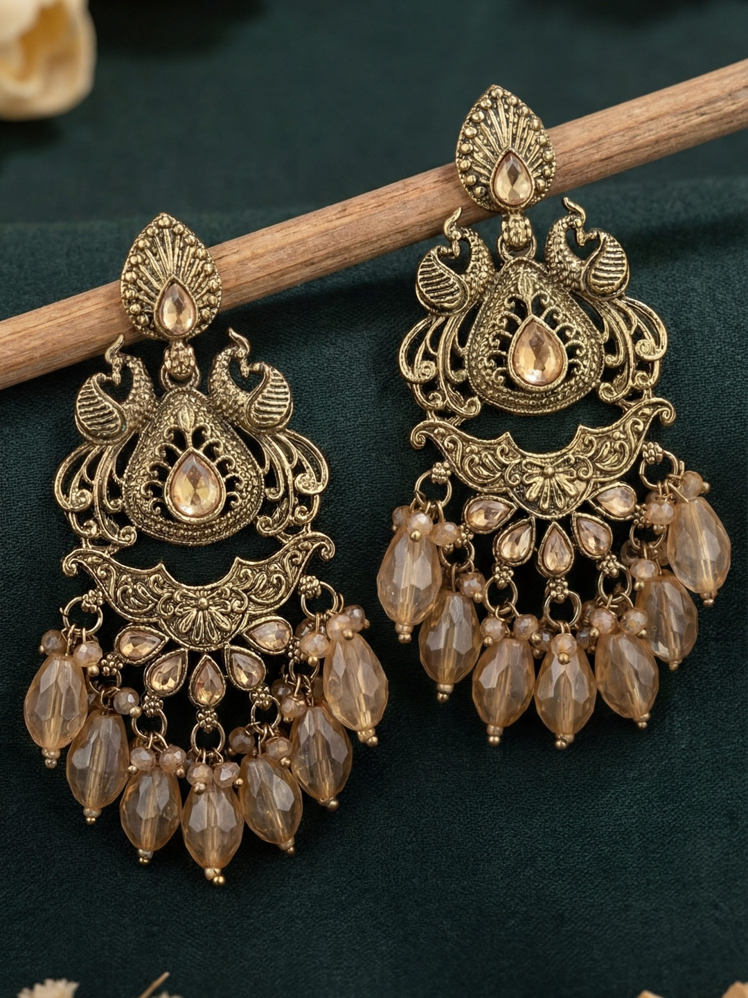 OutRoyal Peacock Shaped Drop Earrings