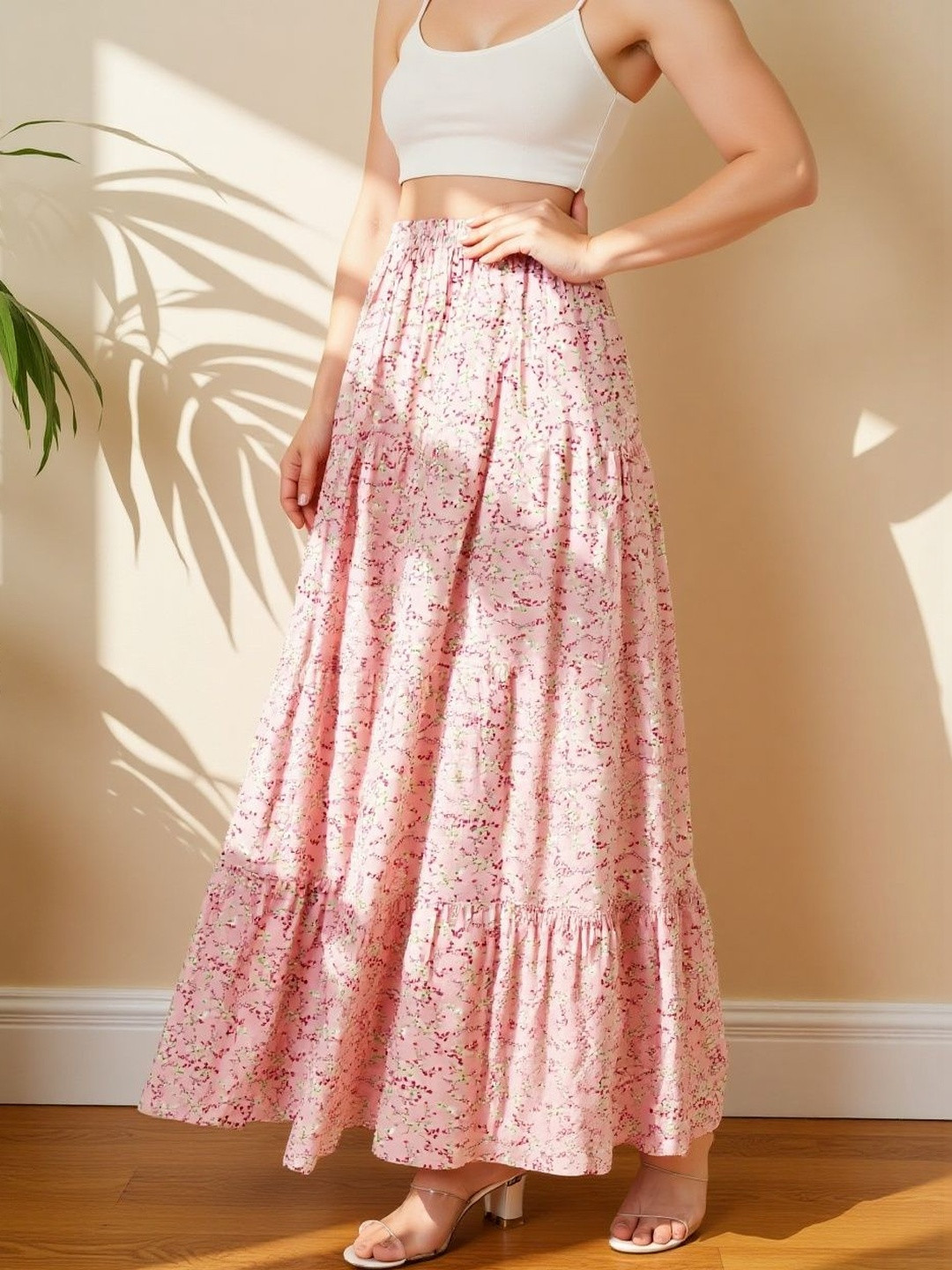 Hyba Printed Pure Cotton Maxi A-Line Skirts